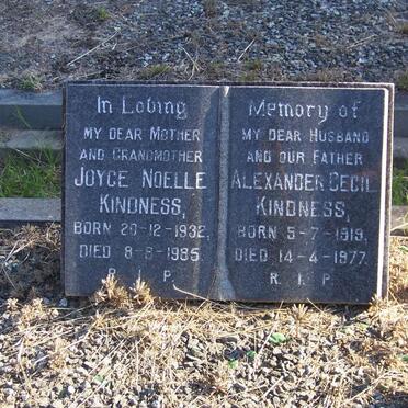 KINDNESS Alexander Cecil 1919-1977 &amp; Joyce Noelle 1932-1985