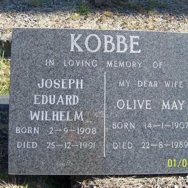 KOBBE Joseph Eduard Wilhelm 1908-1991 &amp; Olive May 1907-1989
