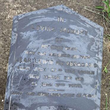 LEWIS Leah nee ABRAHAMS 1854-1912