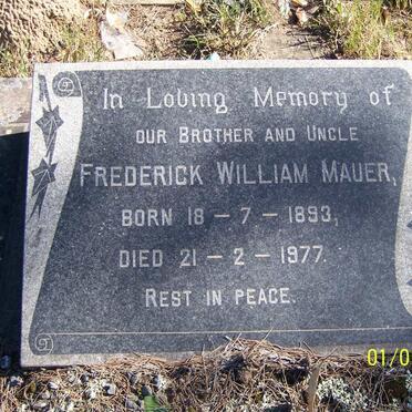 MAUER Frederick William 1893-1977