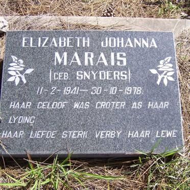 MARAIS Elizabeth Johanna nee SNYDERS 1941-1978