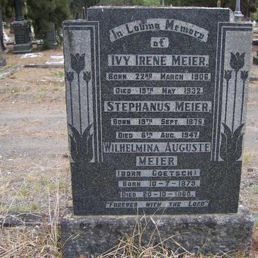 MEIER Stephanus 1876-1946 &amp; Willhelmina Auguste GOETSCH 1879-1960 :: MEIER Ivy Irene 1906-1932
