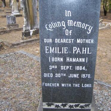 PAHL Emilie nee HAMANN 1884-1970