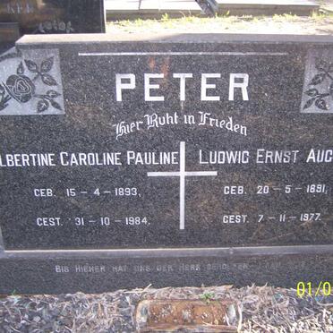 PETER Ludwig Ernst August 1891-1977 &amp; Albertine Caroline Pauline 1893-1984