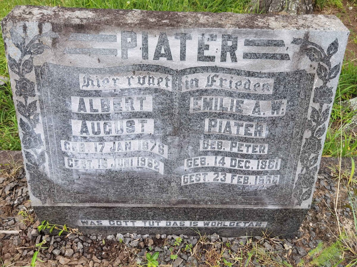 PIATER Albert August 1876-1962 & Emilie A.W. PETER 1881-1956