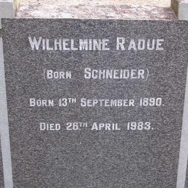 RADUE Wilhelmine nee SCHNEIDER 1890-1983
