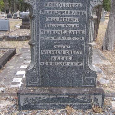 RADUE Wilhelm Ernst 1852-1932 &amp; Friedericka Wilhelmina MEIER 1858-1928