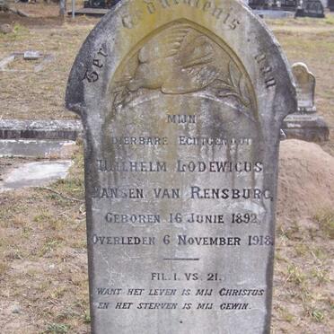 RENSBURG Wilhelm Lodewicus, Jansen van 1892-1918