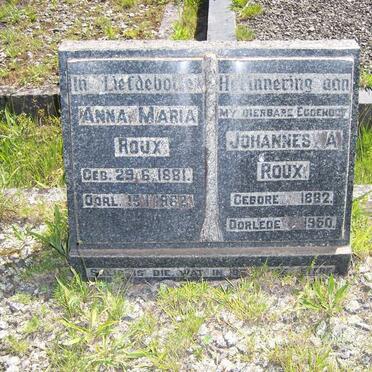 ROUX Johannes A. 1882-1950 &amp; Anna Maria 1881-1962