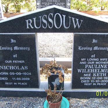 RUSSOUW Nicolas 1924-2009 &amp; Pauline Wilehelmine KETH 1922-2004