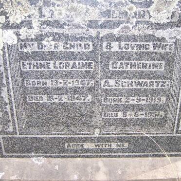 SCHWARTZ Catharine A. 1919-1951 :: SCHWARTZ Ethne Loraine 1947-1947
