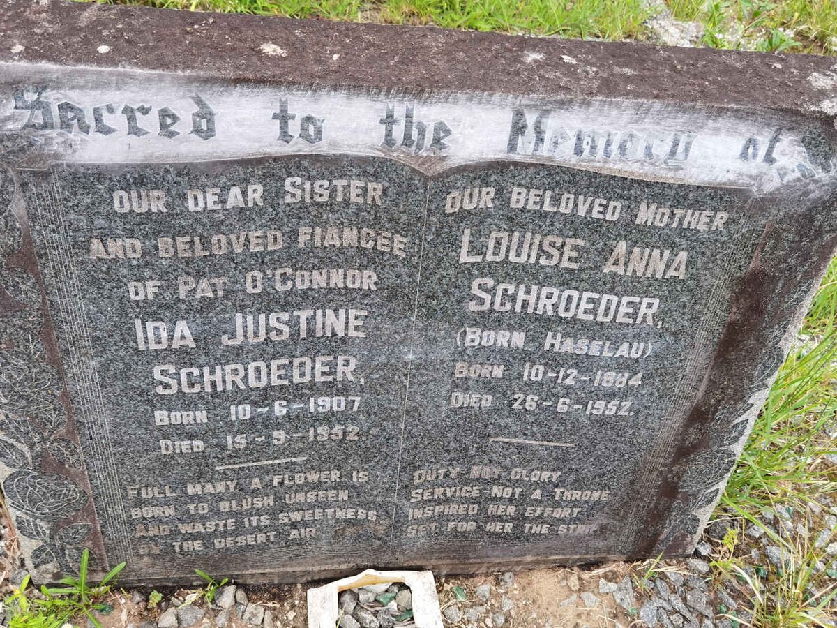 SCHROEDER Louise Anna nee HASELAU 1884-1952 :: SCHROEDER Ida Justine 1907-1952