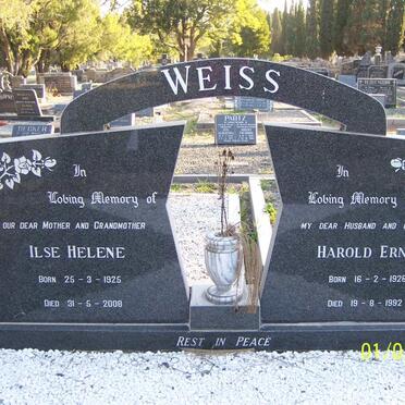 WEISS Harold Ernst 1926-1992 &amp; Ilse Helene 1926-2008