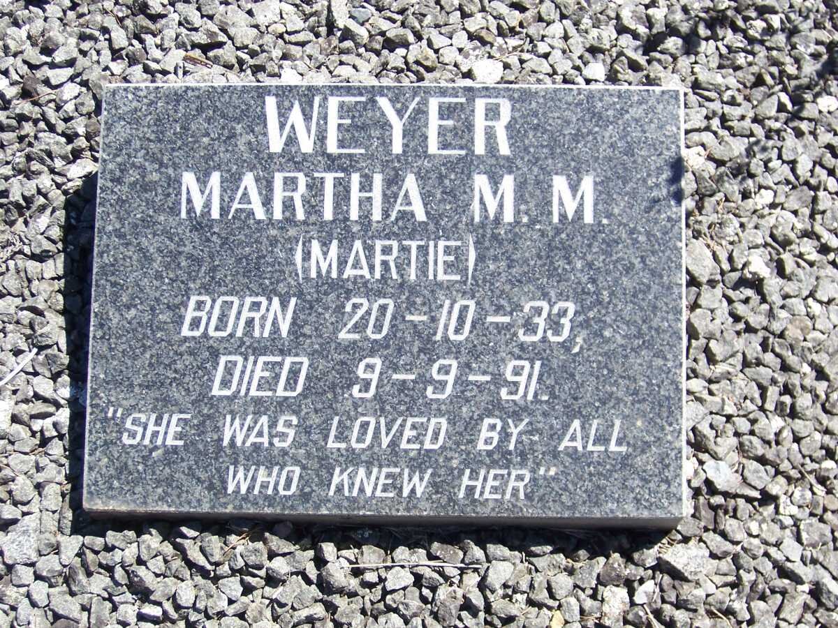 WEYER Martha M.M. 1933-1991