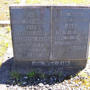 WELZIM Jan, de 1907-1966 &amp; Magdelena Maria VENTER 1907-1961