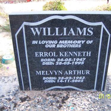 WILLIAMS Errol Kenneth 1947-1995 :: WILLIAMS Melvyn Arthur 1943-2002