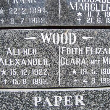 WOOD Alfred Alexander 1922-1982 &amp; Edith Elizabeth Clara MERLE 1900-1987