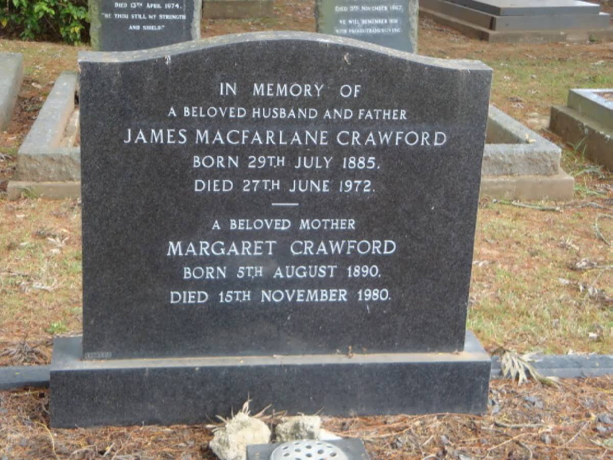CRAWFORD James Macfarlane 1885-1972 &amp; Margaret 1890-1980
