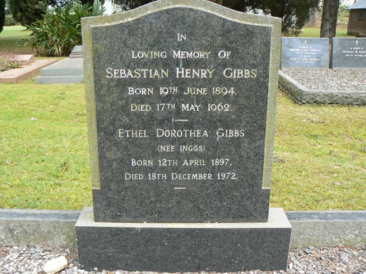 GIBBS Sebastian Henry 1894-1964 &amp; Ethel Dorothea INGGS 1897-1972