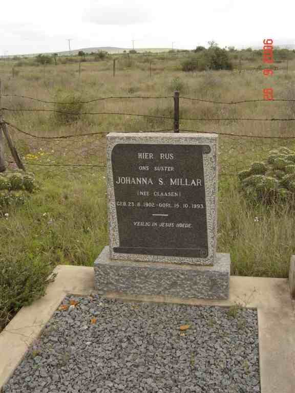 MILLAR Johanna S. nee CLAASEN 1902-1993