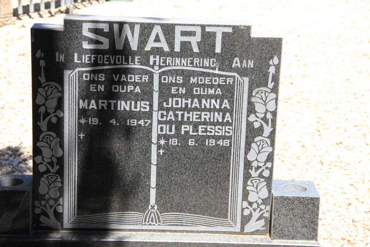 SWART Martinus 1947- &amp; Johanna Catherina DU PLESSIS 1948-
