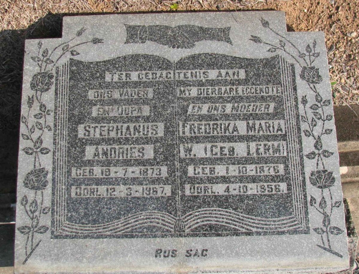 ALBERTS Stephanus Andries 1873-1967 &amp; Fredrika Maria W. LERM 1876-1956