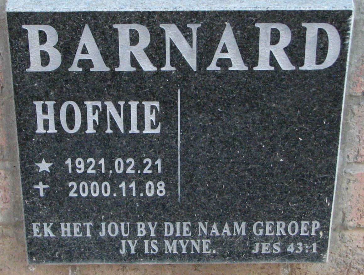BARNARD Hofnie 1921-2000