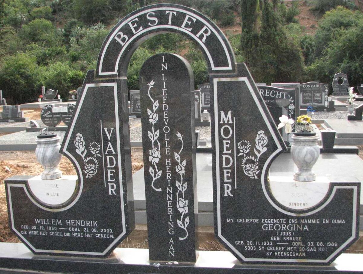 BESTER Wilem Hendrik 1930-200 &amp; Georgina KRAUSE 1933-1986