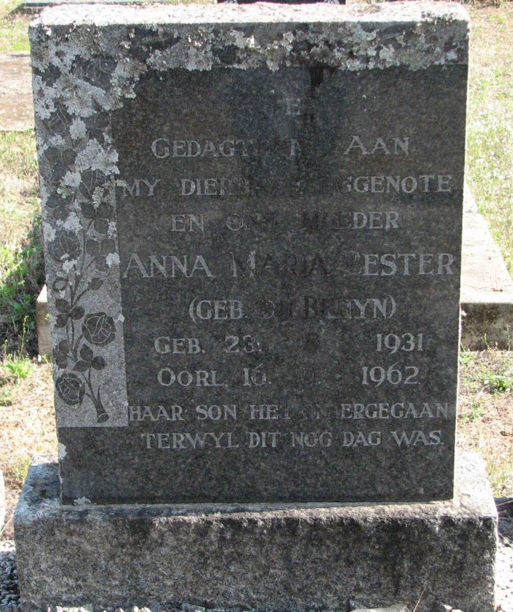 BESTER Anna Maria nee DE BRUYN 1931-1962