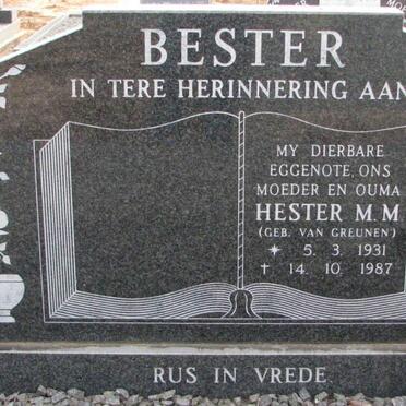 BESTER Hester M.M. nee VAN GRUENEN 1931-1987
