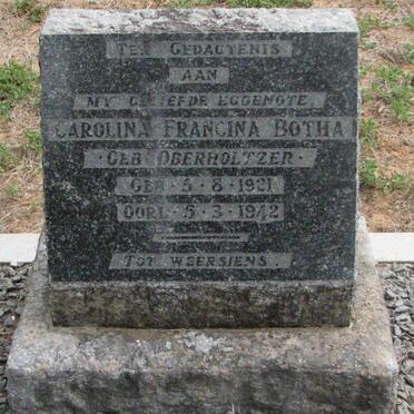 BOTHA Carolina Francina nee OBERHOLTZER 1921-1942