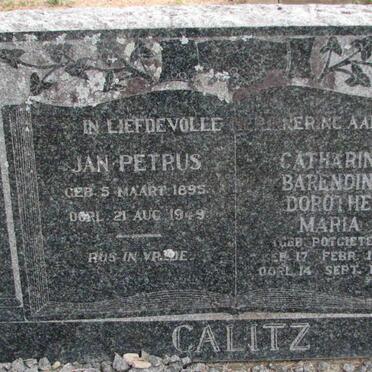 CALITZ Jan Petrus 1895-1949 &amp; Catharina Barendina Dorothea Maria POTGIETER 1897-1974