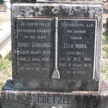 COETZEE Daniel Gerhardus 1875-1958 &amp; Ella Maria HALL 1885-1973