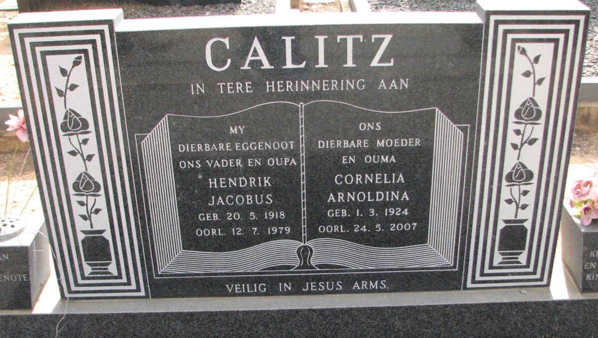 CALITZ Hendrik Jacobus 1918-1979 &amp; Cornelia Arnoldina 1924-2007