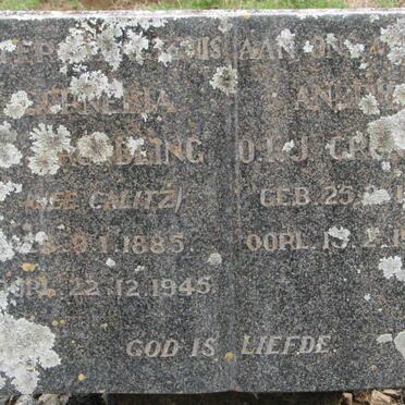 GRUNDLING Andries O.I.J. 1881-1932 :: Cornelia nee CALITZ 1885-1945
