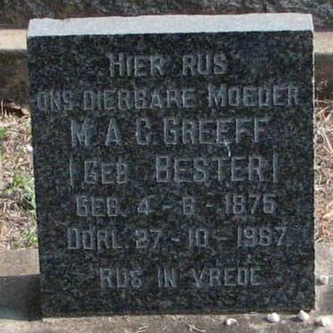 GREEFF M.A.C. nee BESTER 1875-1967