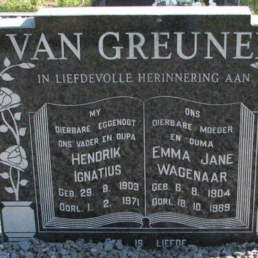 GREUNEN Hendrik Ignatius, van 1903-1971 &amp; Emma Jane WAGENAAR 1904-1989