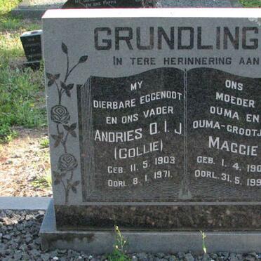 GRUNDLINGH Andries O.I.J. 1903-1971 &amp; Maggie 1907-1995