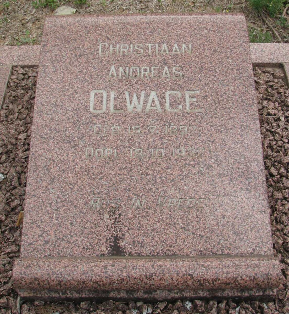 OLWAGE Christiaan Andreas 1897-1937