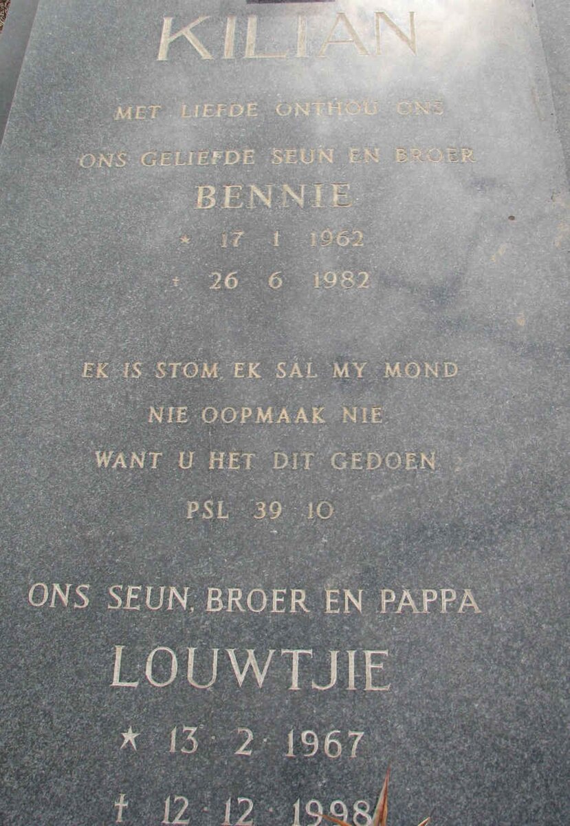 KILIAN Louwtjie 1967-1998 :: KILIAN Bennie 1962-1982