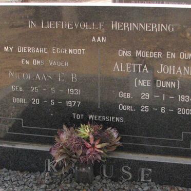 KRAUSE Nicolaas E.B. 1931-1977 &amp; Aletta Johanna DUNN 1934-2005