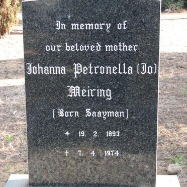 MEIRING Johanna Petronella nee SAAYMAN 1899-1974