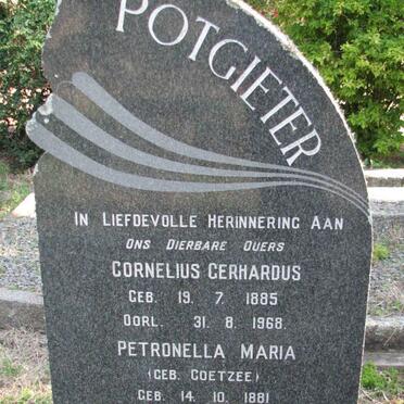 POTGIETER Cornelius Gerhardus 1885-1969 &amp; Petronella Maria COETZEE 1881-1958