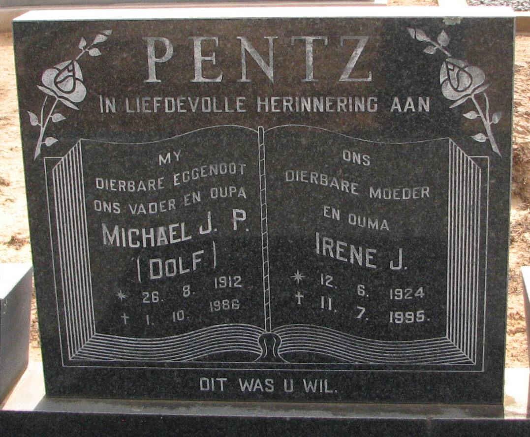 PENTZ Michael J.P. 1912-1986 &amp; Irene J. 1924-1995
