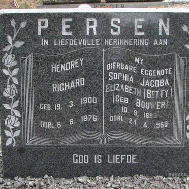 PERSEN Hendrey Richard 1900-1976 &amp; Sophia Jacoba Elizabeth BOUWER 1895-1969