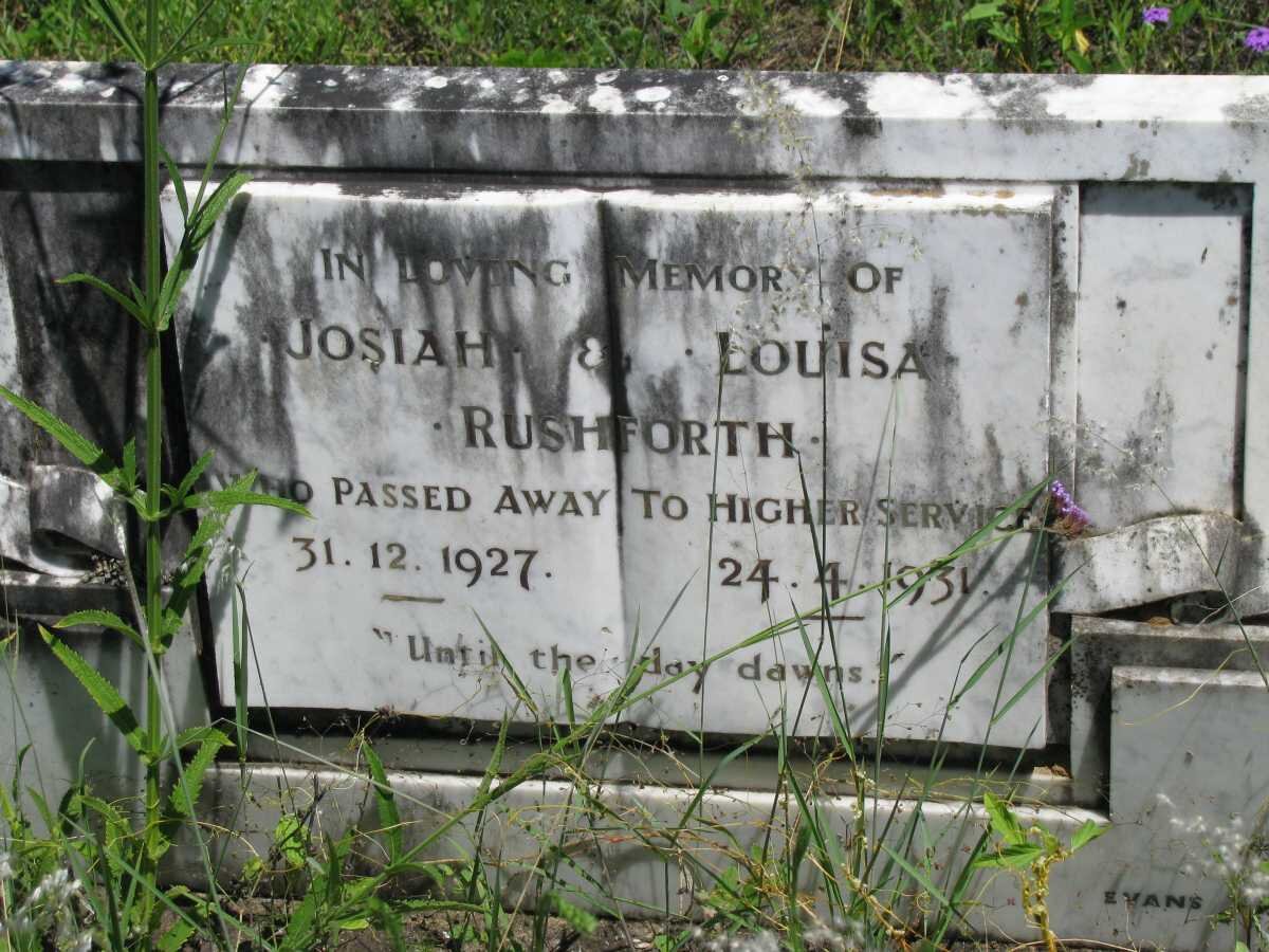RUSHFORTH Josiah -1927 &amp; Louisa -1931
