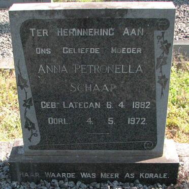 SCHAAP Anna Petronella nee LATEGAN 1882-1972