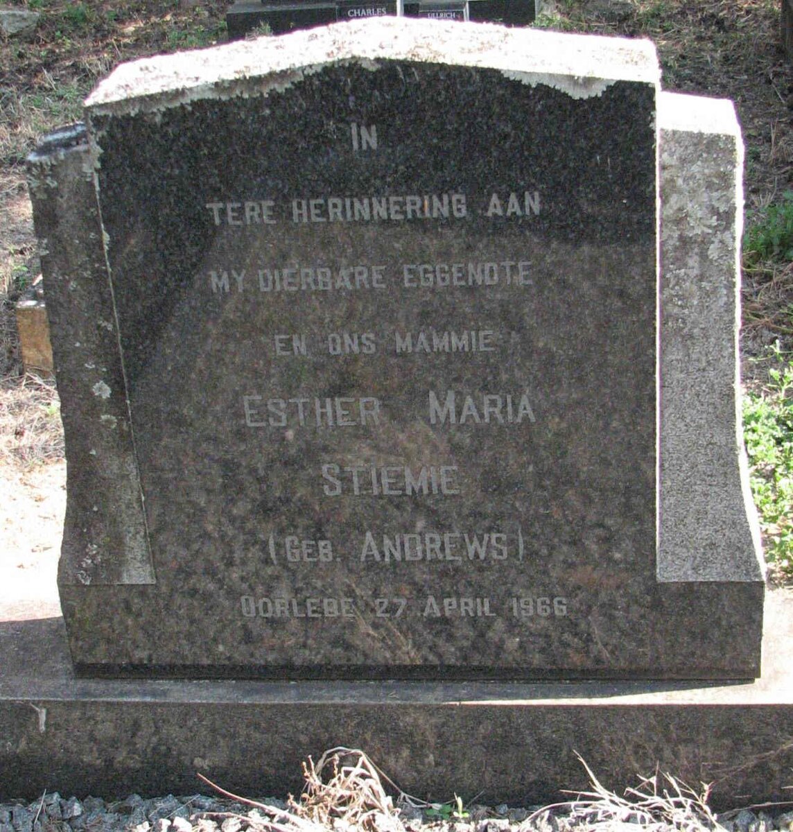 STIEMIE Esther Maria nee ANDREWS -1966