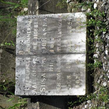 TOIT Susanna Johanna, du  nee van der WESTHUIZEN 1851-1926