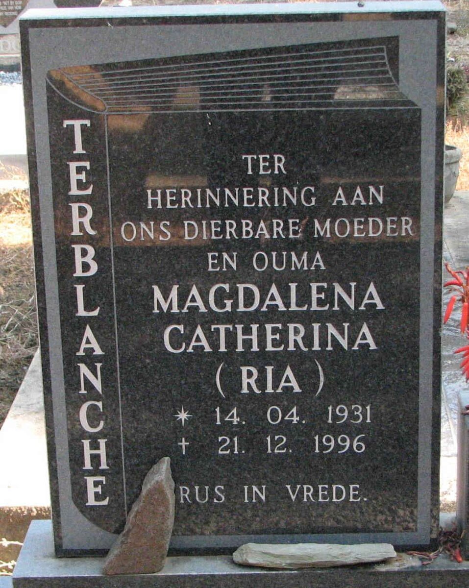 TERBLANCHE Magdalena Catherina 1931-1996